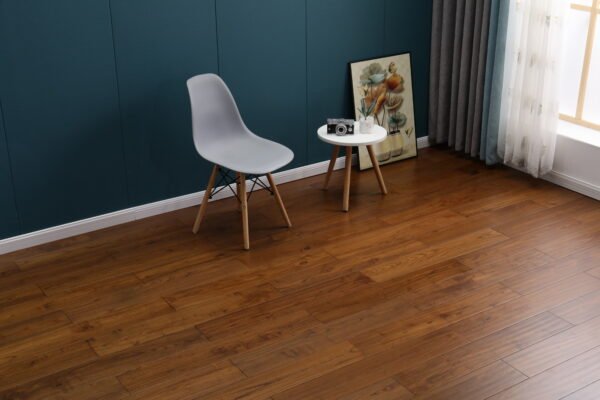 Solid wood flooring, Teak (also known as Burmese teak), Walnut color